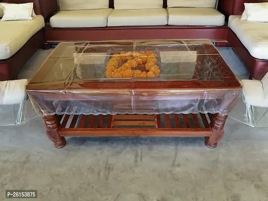 Hand Made Design Water Dust Proof PVC Rectangular Transparent Centre Table Cover 32*50 Inch-thumb3