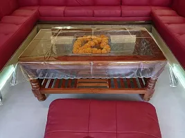 Hand Made Design Water Dust Proof PVC Rectangular Transparent Centre Table Cover 32*50 Inch-thumb3