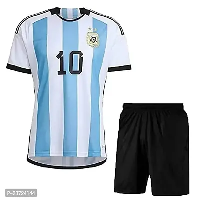 Football New Team Jersey Messi 10 with Shorts 2023/2024 for Men  Kids(5-6Years,argset)