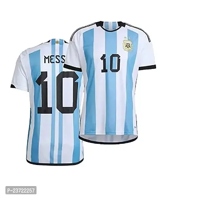 Argentina Blue Lionel Messi 10 World Cup Home Original Football Half Sleeve Jersey for Boys and Men 2022-2023(Small 36)