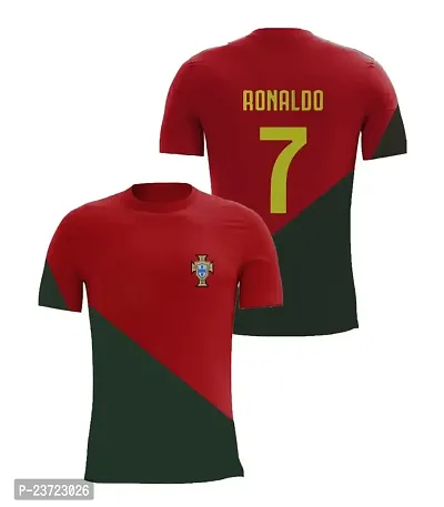 Portugal Red Cristiano Ronaldo 7 Home Original Football Half Sleeve Jersey for Boys and Men 2022-2023(9-10Years)