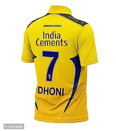 CSK Ms Dhoni 7 Chennai Cricket Team Half Sleeve Jersey 2023/2024 for Men  Kids(Small 36) Multicolour-thumb3