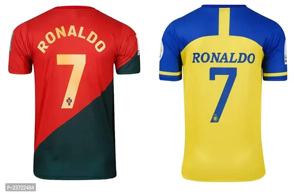 Cristiano Ronaldo 7 Red World Cup Home Football Official Tshirt  Ronaldo 7 Yellow Half Sleeve Tshirt 2022-2023 for Men  Kids(10-11Years)-thumb2