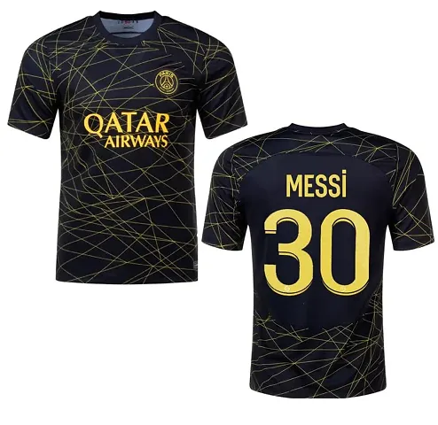 Football New Team Jersey Messi with Shorts 2023/2024 for Men Kids(8-9Years,M30blk)