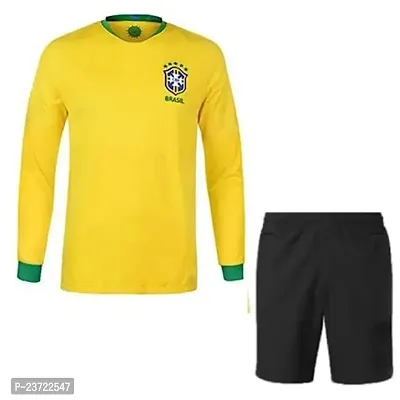 Neymar 10 Yellow Football Full Sleeve Jersey with Shorts 2022/2024 for Kids  Men(10-11Years)