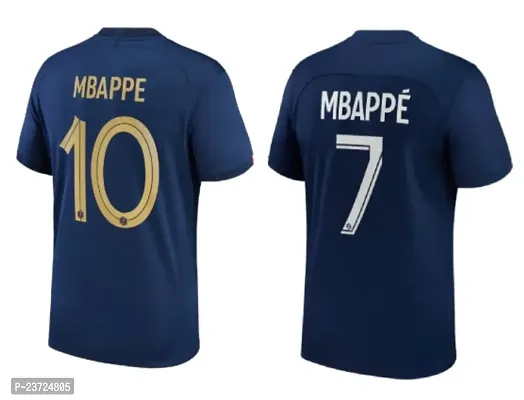 Mbappe 10 World Cup Football Official Jersey and Mbappe 7 Home Half Sleeve Tshirt 2022-2023 for Men  Boys(15-16Years) Multicolour-thumb2