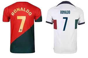 Cristiano Ronaldo 7 Red Football Home World Cup Official Jersey  Ronaldo 7 Away Half Sleeve Tshirt 2022-2023 for Boys  Men(Medium 38)-thumb1