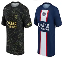 Sports Kylian Mbappe 7 Home Black and Navy Half Sleeve Official Club Team Football Jersey 2022-2023 for Boys  Men(15-16Years)-thumb1