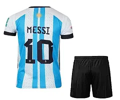 Messi World Cup Jersey with Back Print with Shorts 2022-2023 Football -(Mens  Kids) Football (18-24Months) Multicolour-thumb1