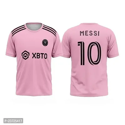 Lionel Messi 10 Football Home Half Sleeve Pink Jersey 2023-2024 for Boys  Men(Small 36)