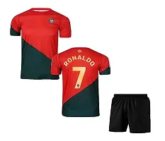 Ronaldo World Cup Jersey with Back Print with Shorts 2022-2023 Football -(Mens  Kids) Football(XX-Large 44) Multicolour-thumb2