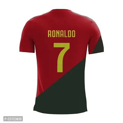 Portugal Red Cristiano Ronaldo 7 Home Original Football Half Sleeve Jersey for Men  Kids 2022/2023(15-16Years)-thumb3