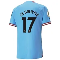 De Bruyne 17 Blue Football Team Half Sleeve Jersey 2022/2023 for Men  Kids(7-8Years)-thumb2