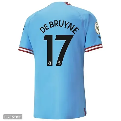 De Bruyne 17 Blue Football Team Half Sleeve Jersey 2022/2023 for Men  Kids(7-8Years)-thumb3