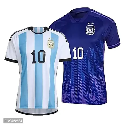 (Combo 2) Football Jersey for Men Argentina Away  Home 22-23 Jersey(Small 36) Multicolour-thumb0