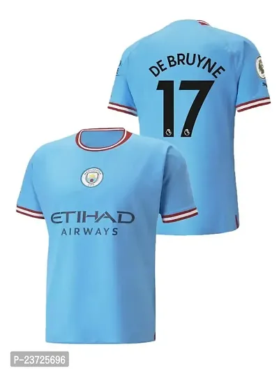 De Bruyne 17 Blue Football Team Half Sleeve Jersey 2022/2023 for Men  Kids(Medium 38)-thumb0