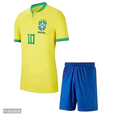 World Cup Football Neymar 10 Jersey with Shorts 2023 for Men  Boys(9-10Years) Multicolour-thumb0