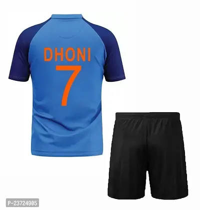 India Dhoni 7 Cricket Team World Cup Half Sleeve Jersey with Shorts 2023 for Men  Boys(18-24Months) Multicolour-thumb2