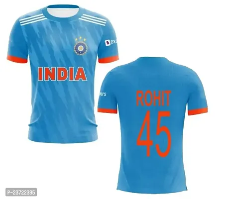 India New ODI Cricket Team Official Jersey Rohit 45 2023 for Kids  Men(13-14Years) Multicolour-thumb0