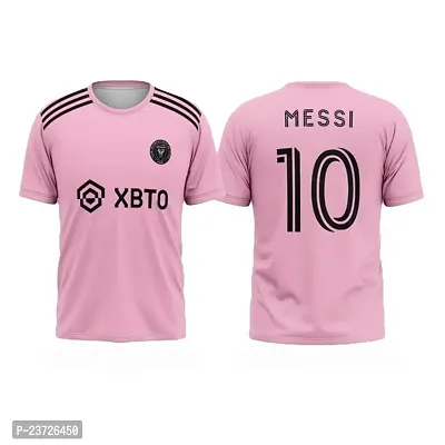 Inter Messi 10 Football Pink Half Sleeve Jersey Tshirt 2023/2024 (Kid's,Boy's  Men)(13-14Years)