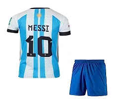 Messi White WC Jersey with Back Print with Shorts 2022-2023 Football -(Mens  Kids) Football(12-18Months)-thumb1