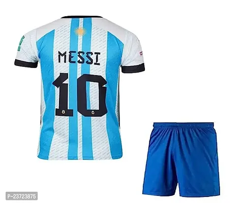 Messi White WC Jersey with Back Print with Shorts 2022-2023 Football -(Mens  Kids) Football(12-18Months)-thumb2