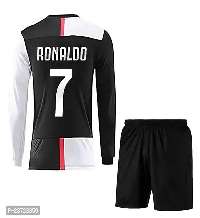 Cristiano Ronaldo 7 Home Football Team Full Sleeve Jersey with Shorts 2022/2023 (Boys  Men)(9-10Years) Multicolour-thumb2