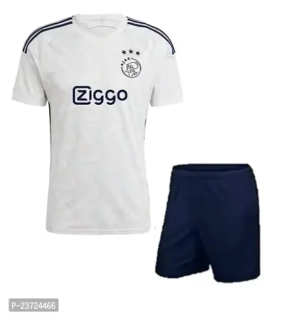 Football Away White Half Sleeve Official Jersey with Shorts 2023-2024 for Men  Boys(10-11Years)