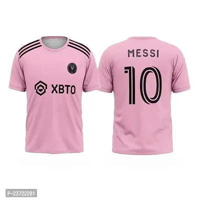 Lionel Messi 10 Football Home Half Sleeve Pink Jersey 2023-2024 for Boys  Men(9-10Years)-thumb0