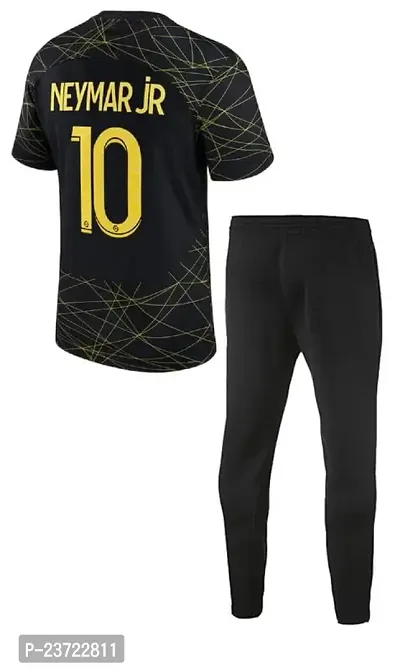Neymar 10 Black Football Tshirt with Black Track Pant 2023/24 for Men  Boys(Large 40)
