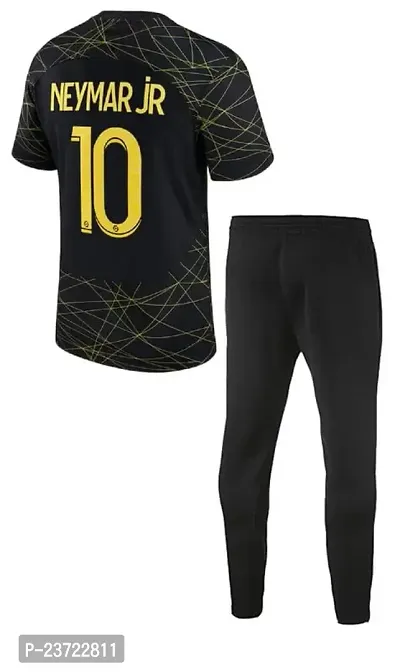 Neymar 10 Black Football Tshirt with Black Track Pant 2023/24 for Men  Boys(Large 40)-thumb0