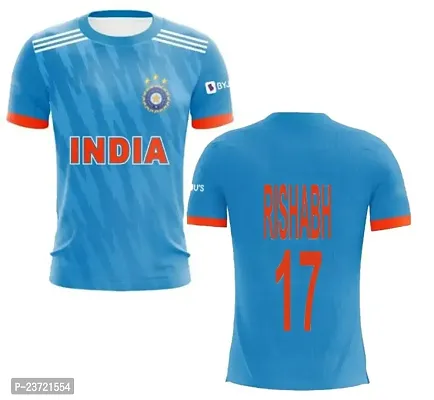 India ODI Rishabh 17 Half Sleeve Cricket Jersey 2023-2024 for Men  Boys(14-15Years) Multicolour-thumb0