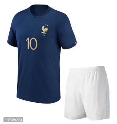 Mbappe 10 Official Football Tshirt with Shorts 2023-2024 (Kids  Boys)(XX-Large 44) Multicolour-thumb0