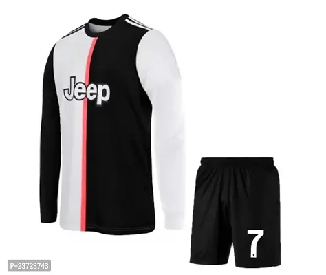 Cristiano Ronaldo 7 Home Football Team Full Sleeve Jersey with Shorts 2022/2023 (Boys  Men)(12-13Years) Multicolour