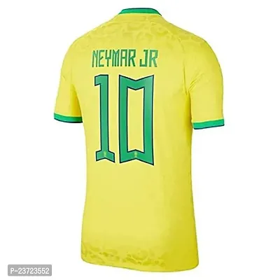 Brazil Yellow Neymar jr 10 Jersey Home Original Football Half Sleeve Jersey for Boys and Men 2022-2023(12-13Years)-thumb3