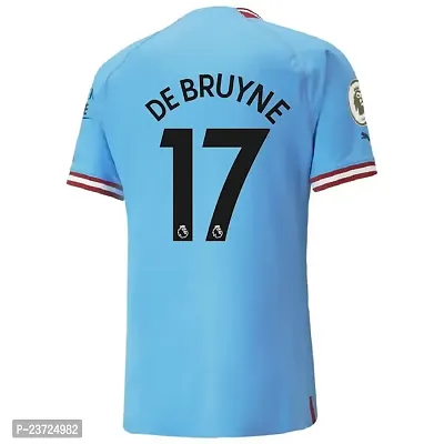 De Bruyne 17 Blue Football Team Half Sleeve Jersey 2022/2023 for Men  Kids(10-11Years)-thumb3