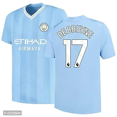 De Bruyne 17 Official Football Team Half Sleeve Tshirt 2023/2024 (Boys  Men)(14-15Years) Multicolour