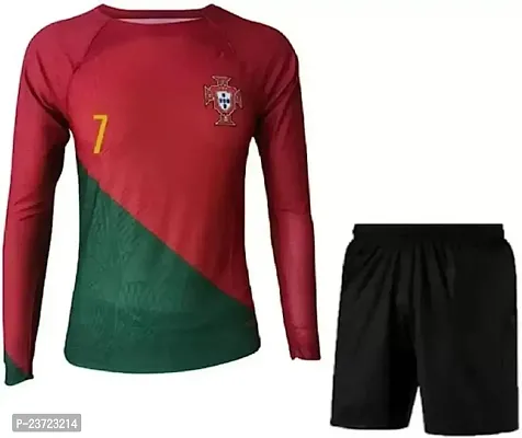 Sports Football Ronaldo 7 Official Full Sleeve Jersey with Shorts 2023-24 for Boys  Kids(Medium 38) Multicolour-thumb0