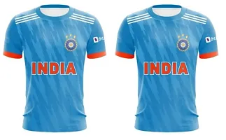 Virat Kohli 18 ODI Cricket Team Official Jersey  India ODI Criket Team Half Sleeve Tshirt Dhoni 7 2023-2024 (Men  Boys)(10-11Years) Multicolour-thumb1