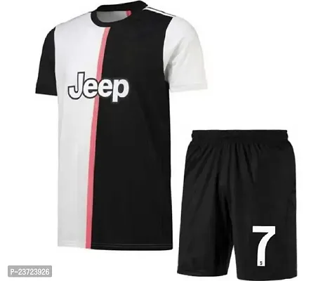 Cristiano Ronaldo 7 Home Football Team Half Sleeve Jersey with Shorts 2022/2023 (Men  Kids)(4-5Years) Multicolour