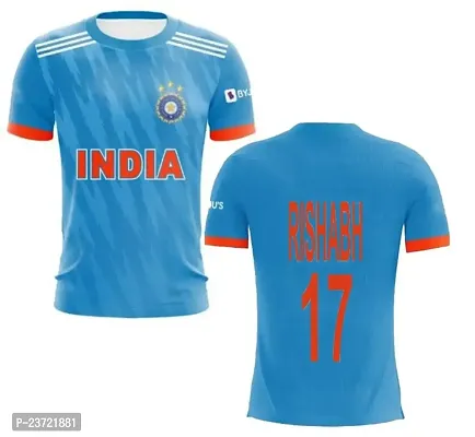 India ODI Rishabh 17 Half Sleeve Cricket Jersey 2023-2024 for Men  Boys(XX-Large 44) Multicolour-thumb0