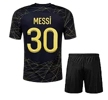 Football New Team Jersey Messi 10 with Shorts 2023/2024 for Men  Kids(8-9Years,M30blkset)-thumb1