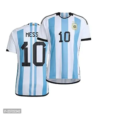 Argentina Blue Lionel Messi 10 World Cup Home Original Football Half Sleeve Jersey for Boys and Men 2022-2023(Medium 38)