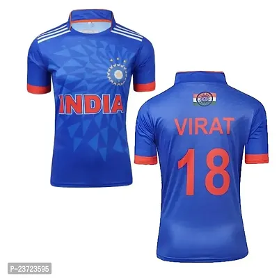 India T20 New Cricket Team Tshirt Virat Kohli 18 for Men  Kids 2023/2024(Small 36) Multicolour