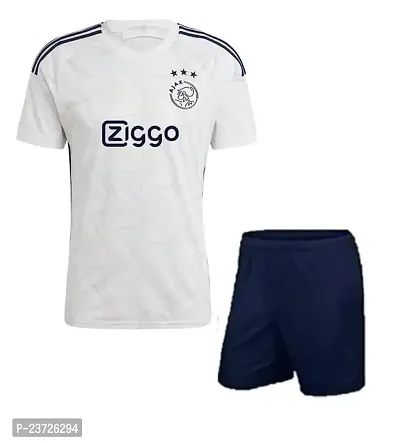 Football Away White Half Sleeve Official Jersey with Shorts 2023-2024 for Men  Boys(11-12Years)