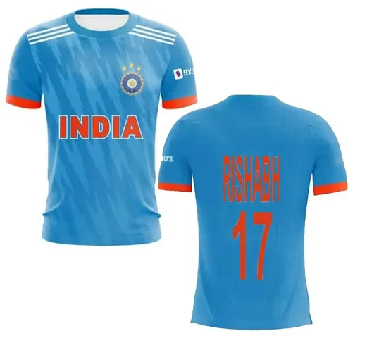 India ODI Rishabh 17 Half Sleeve Cricket Jersey 2023-2024 for Men Boys(15-16Years)