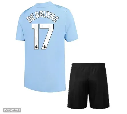 De Bruyne 17 Official Football Team Half Sleeve Tshirt with Shorts 2023/2024 (Boys  Men)(9-10Years) Multicolour