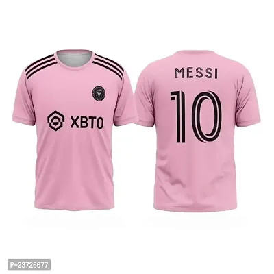 Inter Messi 10 Football Pink Half Sleeve Jersey Tshirt 2023/2024 (Kid's,Boy's  Men)(7-8Years)-thumb0