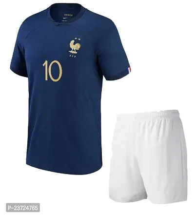 Mbappe 10 Official Football Tshirt with Shorts 2023-2024 (Kids  Boys)(XX-Large 44) Multicolour-thumb0