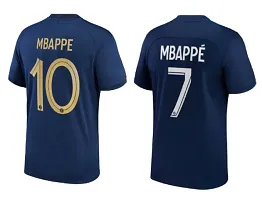 Mbappe 10 World Cup Football Official Jersey and Mbappe 7 Home Half Sleeve Tshirt 2022-2023 for Men  Boys(Large 40) Multicolour-thumb1